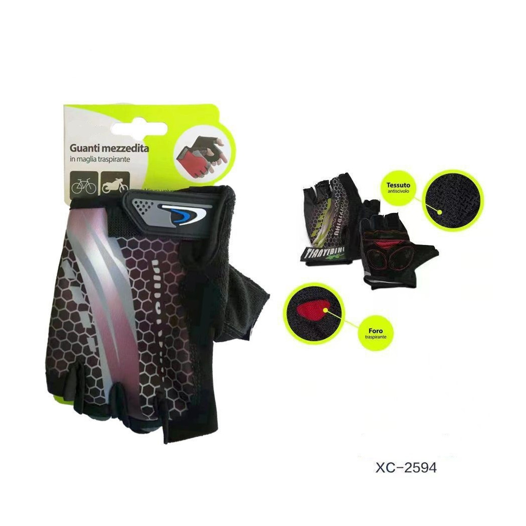 foto del prodotto trade shop guanti mezzedita in maglia traspiranti antiscivolo universali bici moto xc 2594 