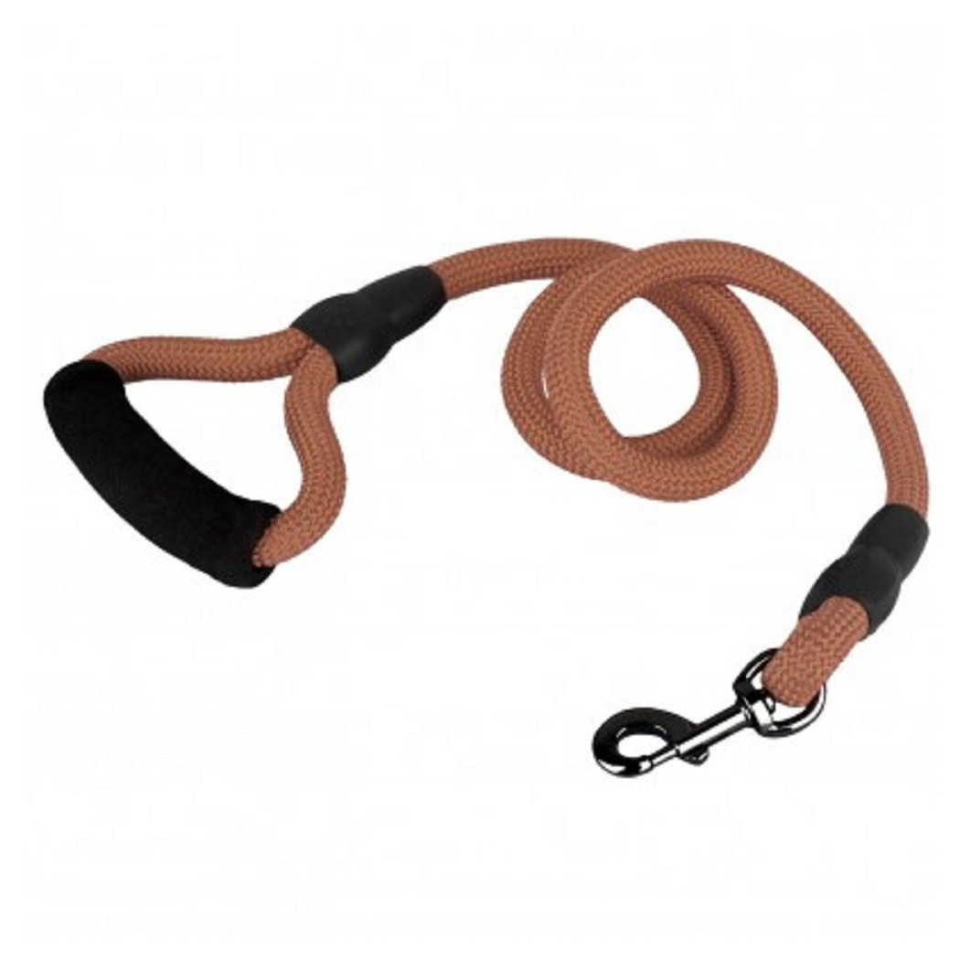 foto del prodotto trade shop guinzaglio a corda nylon cani cane taglia media 120 cm con moschettone nero marrone