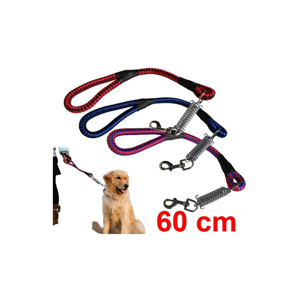 foto del prodotto trade shop guinzaglio corto mod. san diego corda intrecciata con moschettone a molla 60 cm 