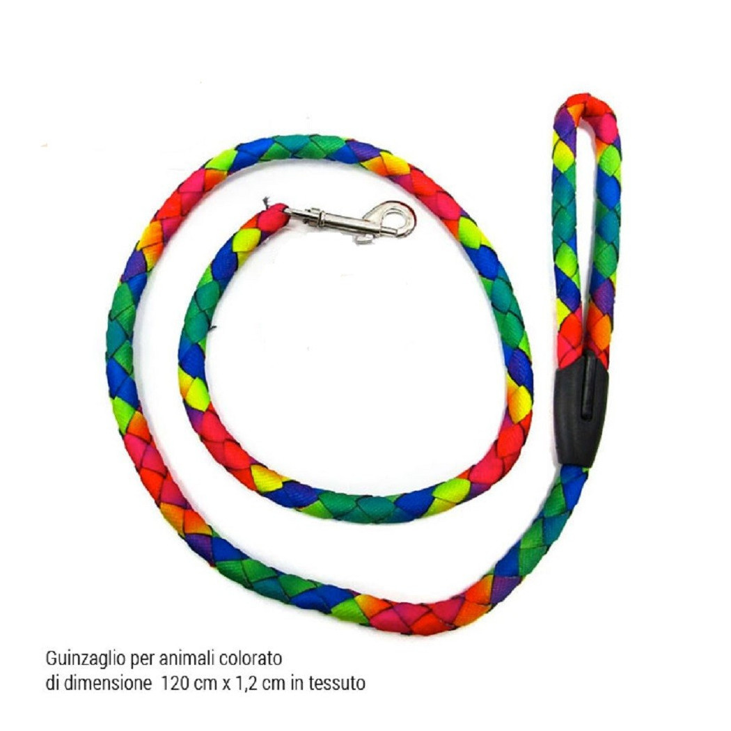 foto del prodotto trade shop guinzaglio per animali cani cane 1,2x120 cm in tessuto gancio acciaio multicolor 
