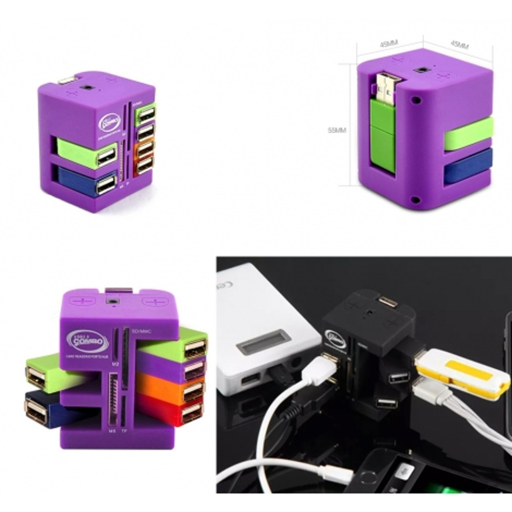 foto del prodotto trade shop hub combo 6 porte usb 2.0 lettore card schede multifunzione porte girevoli 360 