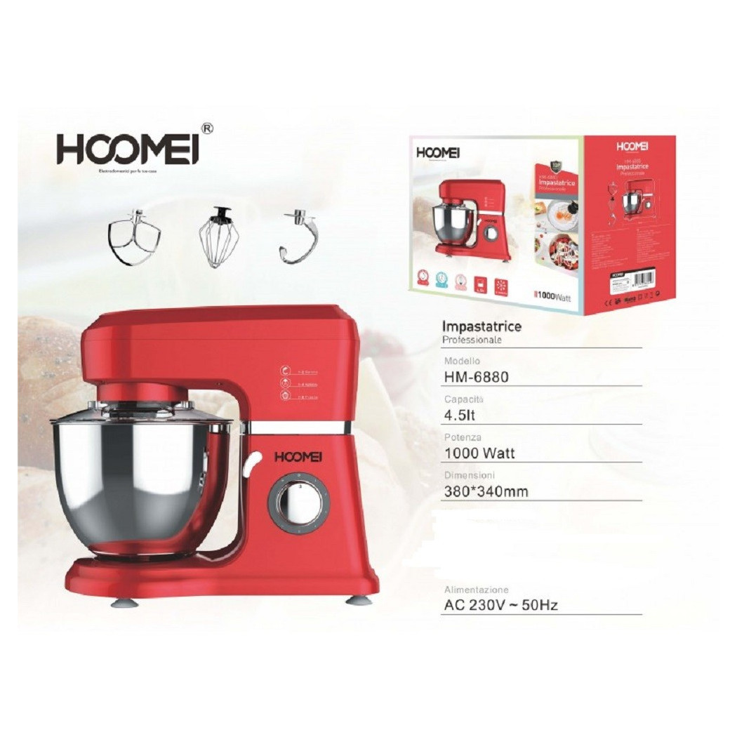foto del prodotto trade shop impastatrice planetaria professionale acciaio inox per 4.5l da 1000w 6 velocit 