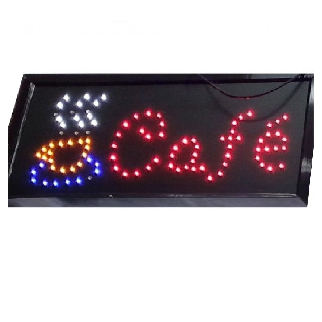 foto del prodotto trade shop insegna led luminosa dinamica con scritta quot cafe 39 quot e tazza fumante 