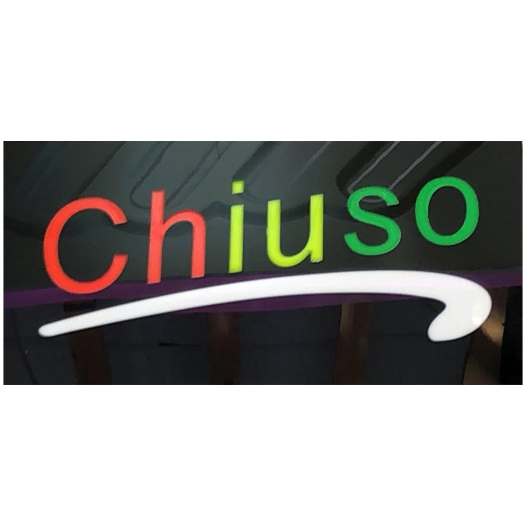 foto del prodotto trade shop insegna luminosa a led con logo scritta chiuso per attivit commerciale vetrina 