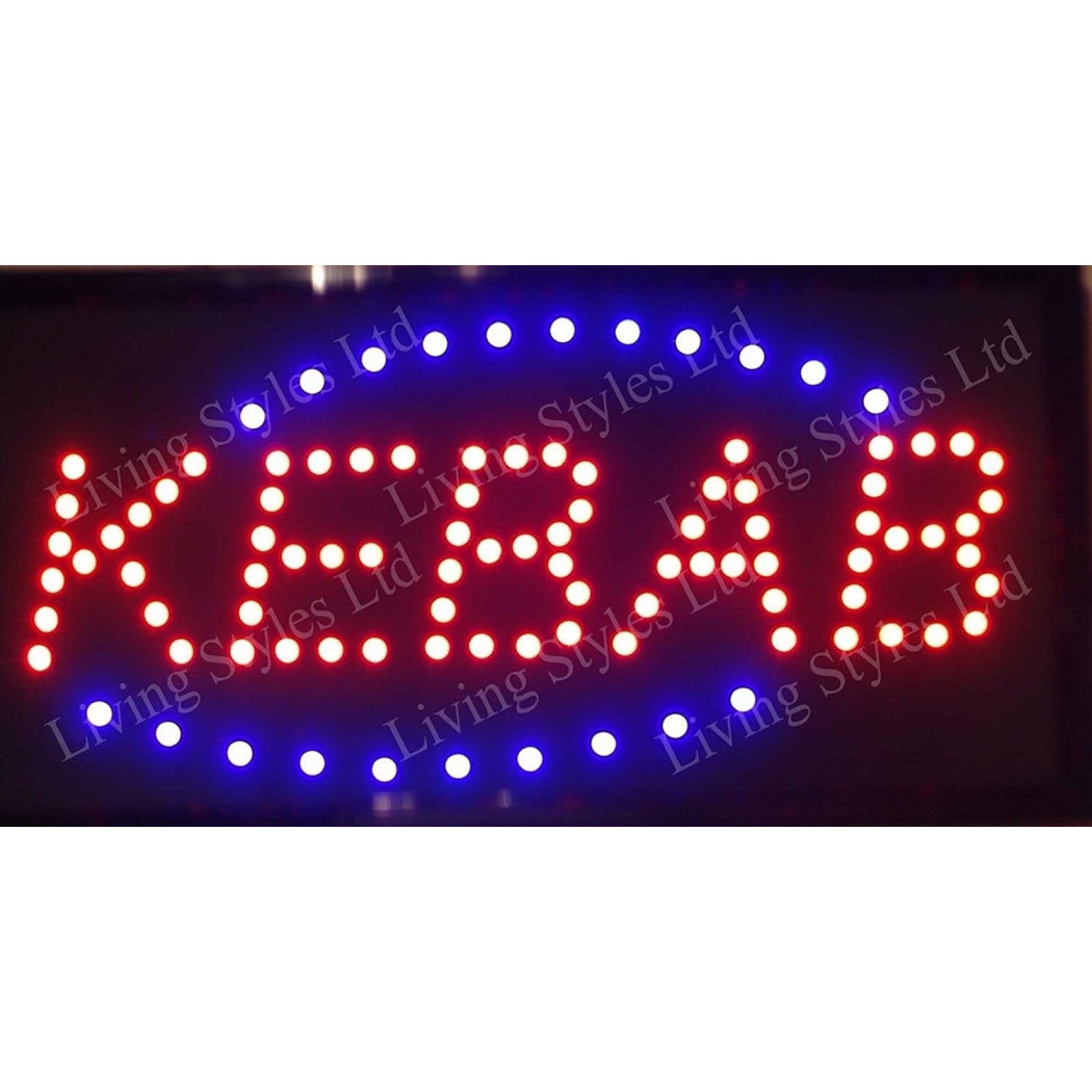 foto del prodotto trade shop insegna luminosa a led con scritta kebab con ganci 50 x 25 cm 220v 