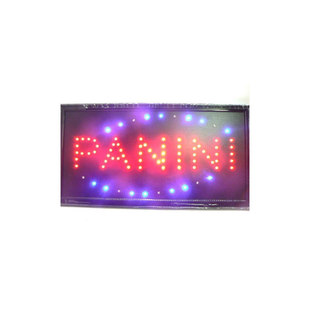 foto del prodotto trade shop insegna luminosa a led con scritta panini 47,5 x 25 x 2 cm 220v ganci 