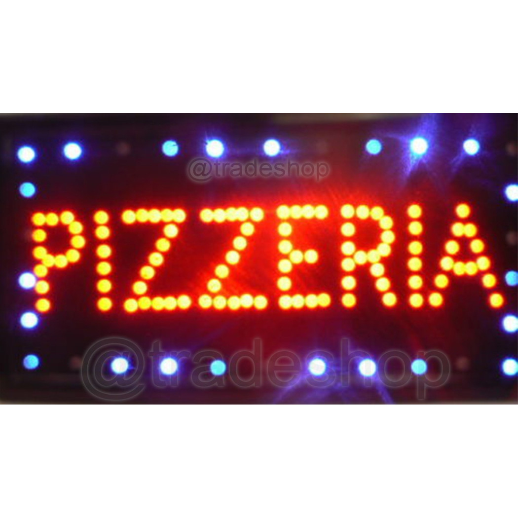 foto del prodotto trade shop insegna luminosa a led con scritta pizzeria per ristoranti e bar 50 x 25 cm 
