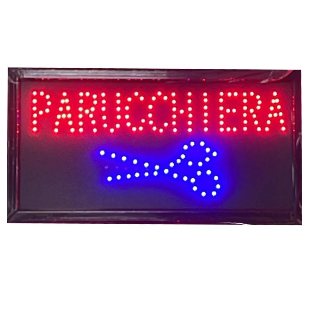 foto del prodotto trade shop insegna luminosa a led per parrucchieri salone bellezza con scritta parrucchiera 