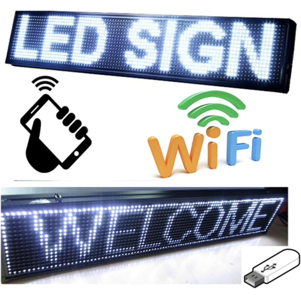 foto del prodotto trade shop insegna luminosa a led scritta personalizzata scorrevole luce bianca 100 x 20 cm 
