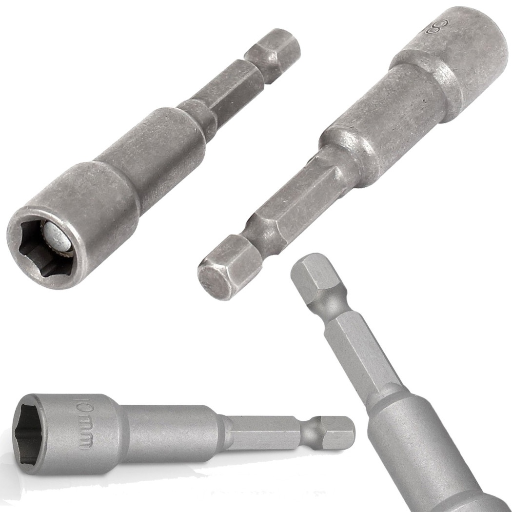 foto del prodotto trade shop inserto chiave a bussola magnetica attacco 1 4 per avvitatore lunghezza 50mm 8 mm 