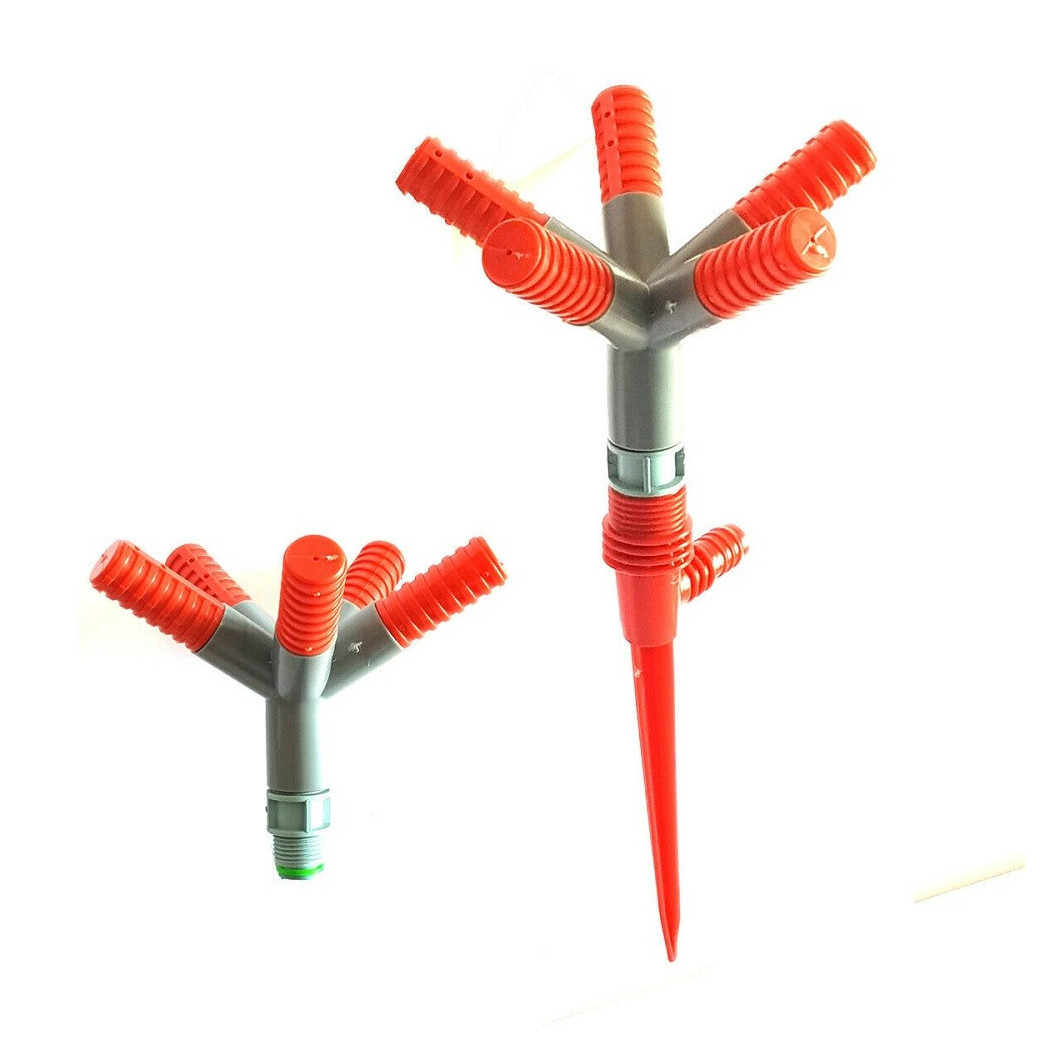 foto del prodotto trade shop irrigatore giardino spruzzatore prato picchetto puntale 5 bracci 360 rotante 