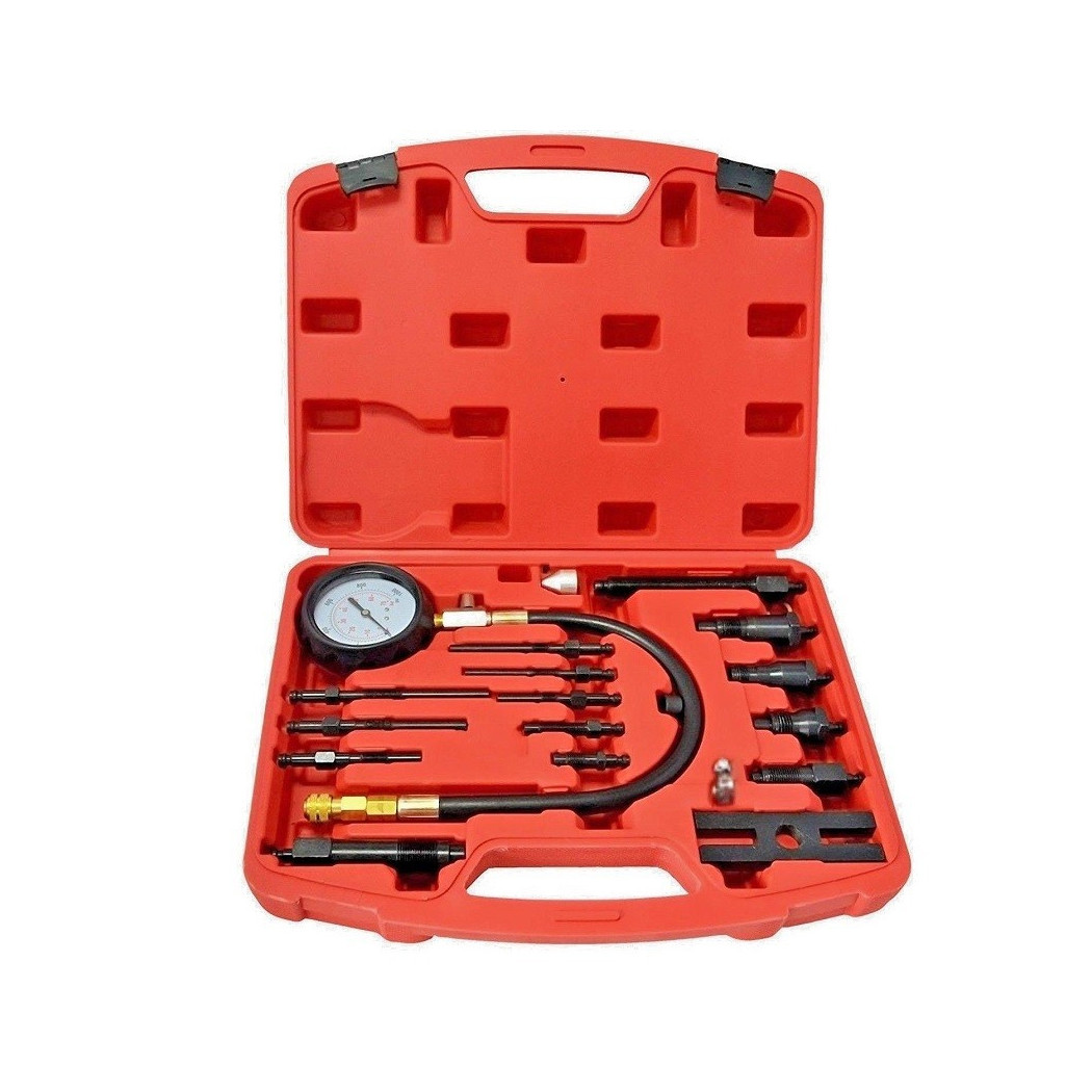 foto del prodotto trade shop kit 18pz. tester pressione di compressione per motori diesel tdi cdi td auto 