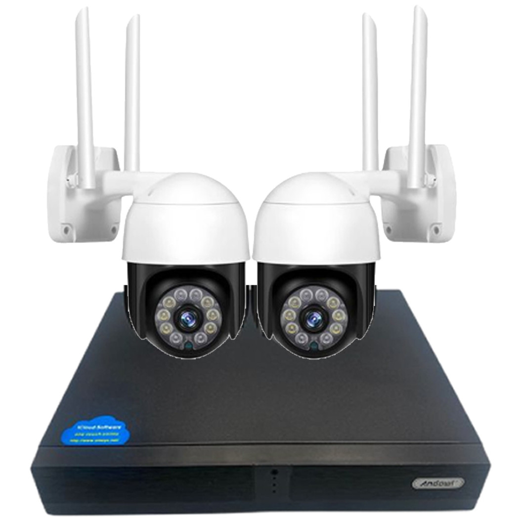 foto del prodotto trade shop kit 2 telecamere wi fi ptz 4k con registratore nvr sistema di sicurezza q s2000 