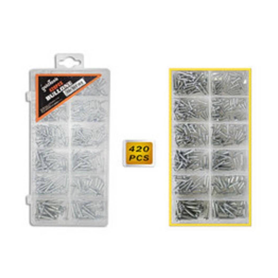 foto del prodotto trade shop kit 420 viti a testa tonda svasata piana impronta a croce autofilettanti 12 misure 