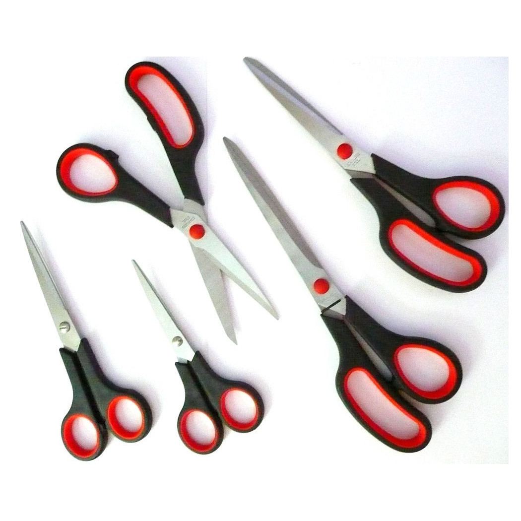 foto del prodotto trade shop kit 5 forbici con lama in acciaio per ufficio cucina lavoro utensile taglia 