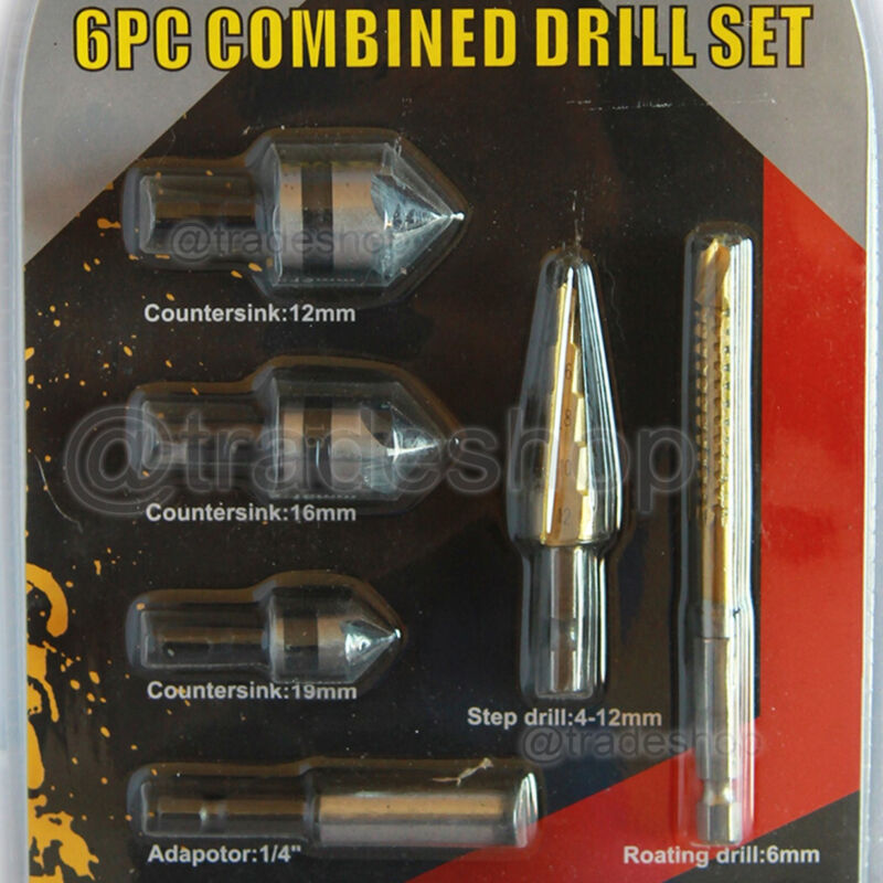 foto del prodotto trade shop kit 6 punte frese conica allargafori per trapano avvitatore scalino filettante 