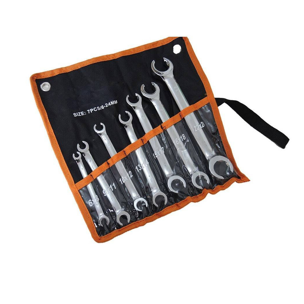 foto del prodotto trade shop kit 7 chiavi aperte raccordi freni 6x8 9x11 10x12 13x14 15x17 16x18 22x24 mm 
