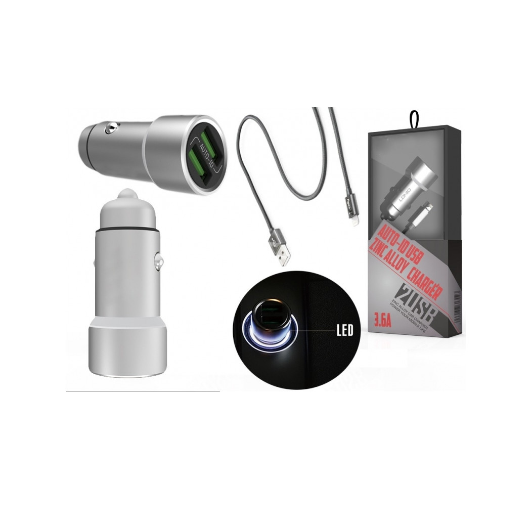 foto del prodotto trade shop kit alimentatore 2 porte usb adattatore 3.6a cavo 12v 220v iphone 5 5s 6 6s 7 