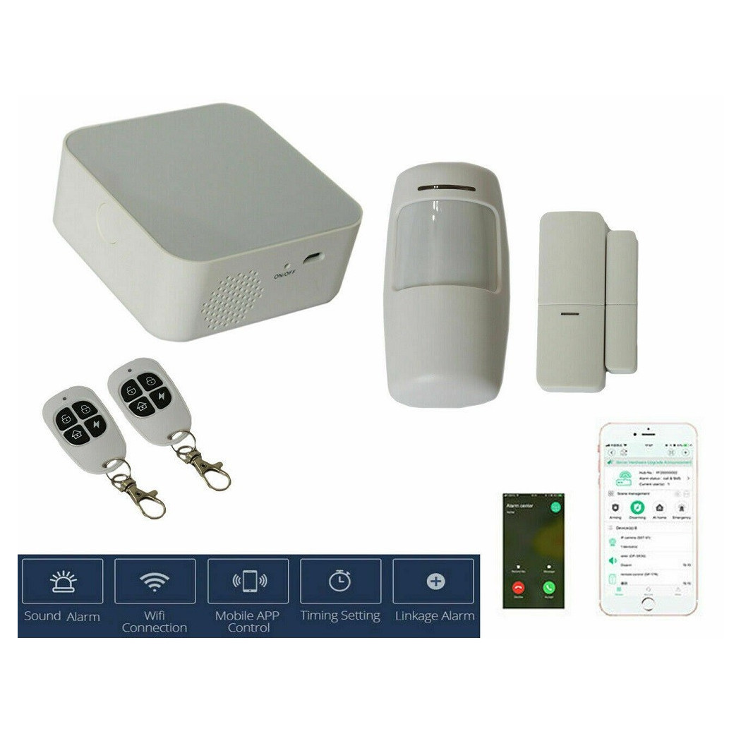 foto del prodotto trade shop kit allarme antifurto casa wi fi wireless sensore porte finestre 2 telecomandi 
