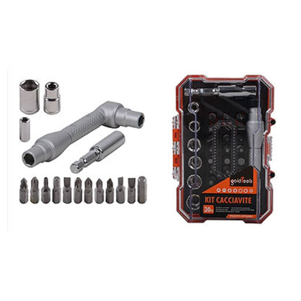 foto del prodotto trade shop kit cacciavite multiuso 30 pz fai da te magnetico teste intercambiabili 92189 