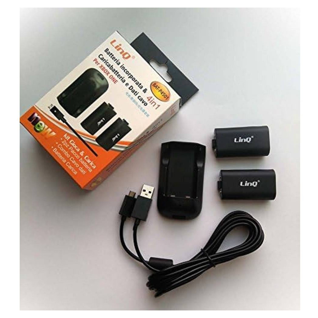 foto del prodotto trade shop kit caricabatteria batterie ricaricabili 4in1 cavo usb per controller xbox one bat p4501 