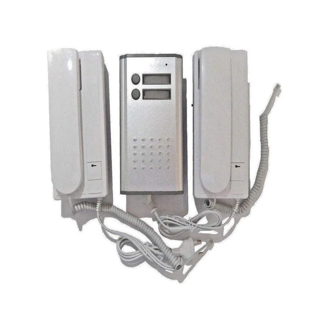 foto del prodotto trade shop kit citofono bifamiliare apriporta cancello 2 fili due cornette 