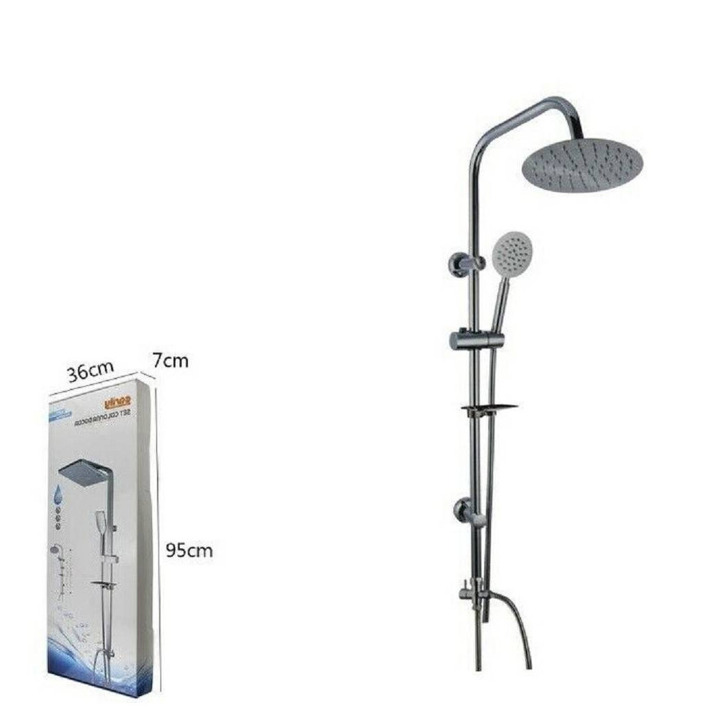 foto del prodotto trade shop - kit colonna doccia saliscendi miscelatore cromato rubinetto soffione bagno 69124 -