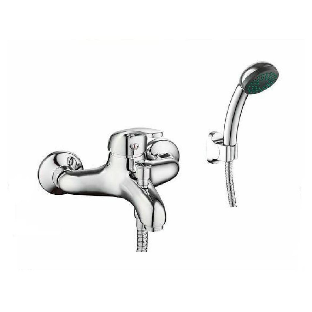 foto del prodotto trade shop - kit completo rubinetto miscelatore vasca da bagno doccetta cromato taranto -