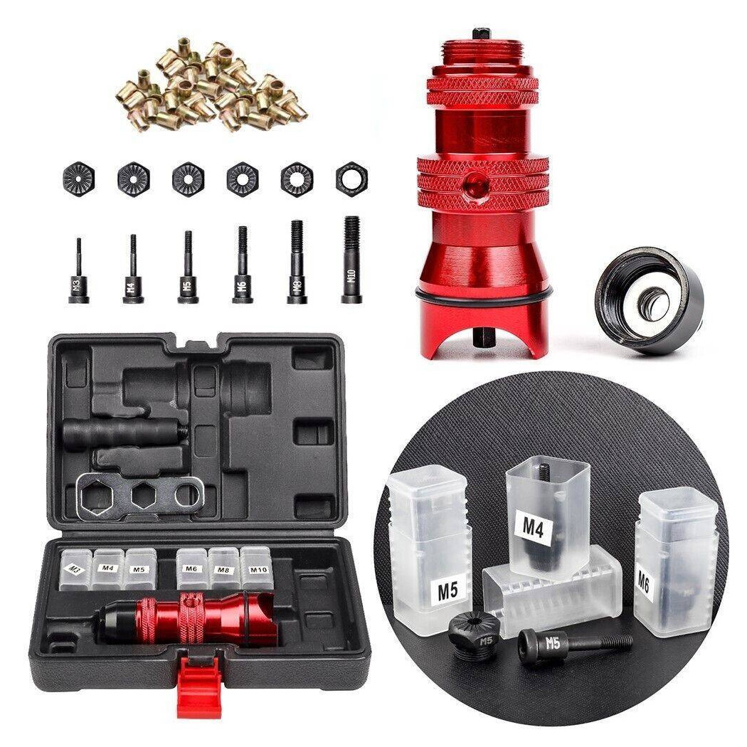 foto del prodotto trade shop kit conversione da trapano a rivettatrice inserti rivetti filettati m3 m10 07445 