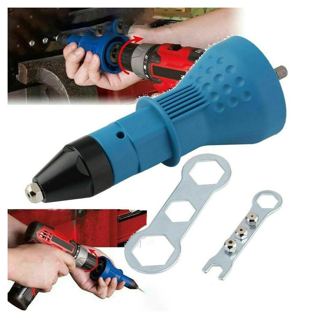 foto del prodotto trade shop kit conversione da trapano avvitatore a rivettatrice testine da 2.4 3.2 4.0 4.8 