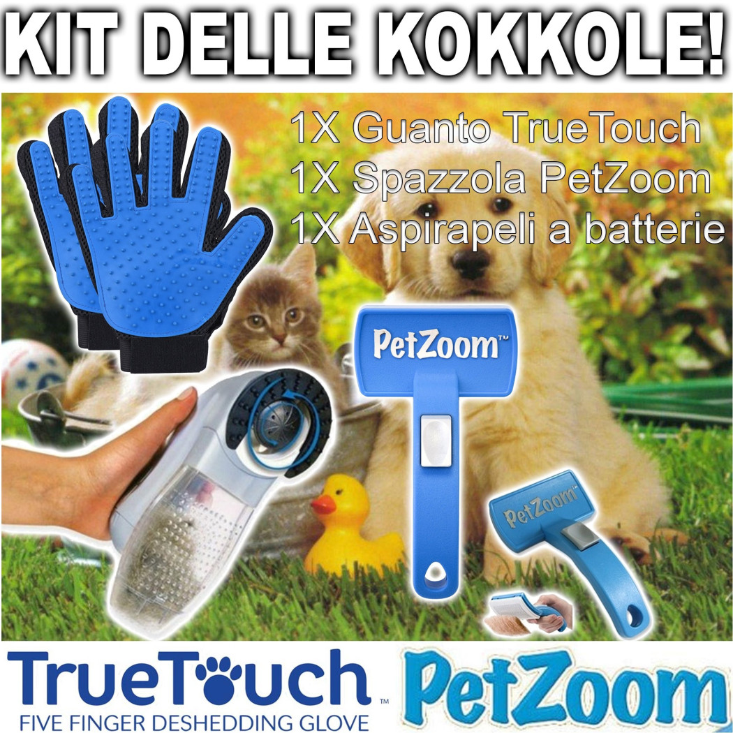 foto del prodotto trade shop kit delle coccole true touch petzoom aspirapeli per la pulizia cani e gatti 