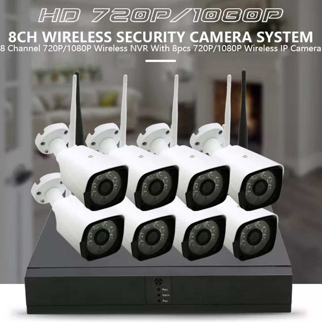 foto del prodotto trade shop kit dvr wireless wifi 8 canali sistema registrazione cctv hd 8 telecamere q s8i 