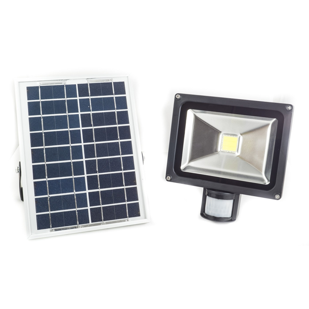 foto del prodotto trade shop kit faretto pannello con sensore a energia solare e crepuscolare a led cob 20 watt