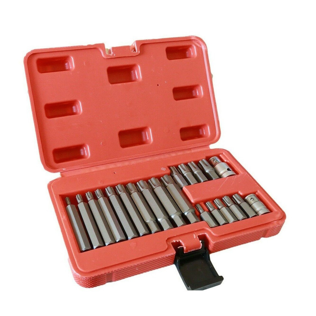 foto del prodotto trade shop kit inserti chiavi bussole chiavi torx set 21 pz hex 1 2 quot 3 8 quot professionale 
