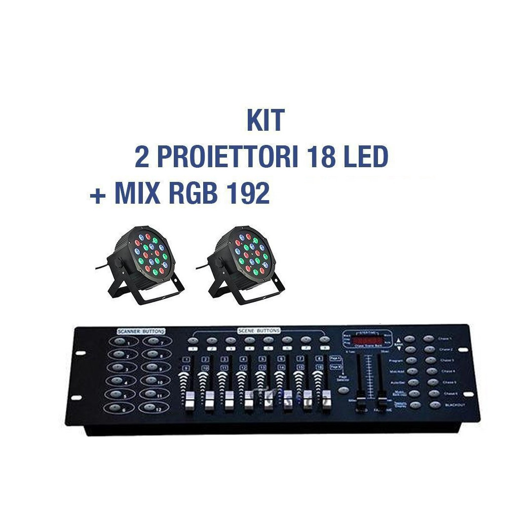 foto del prodotto trade shop kit par led faro rgb 36 led strobo programmabile dmx mixer 192 2 pezzi 