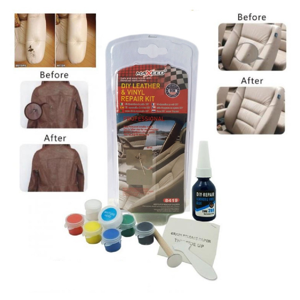foto del prodotto trade shop kit riparazione pelle divani sedili auto cambio cuffie tappezzeria diy 8419 