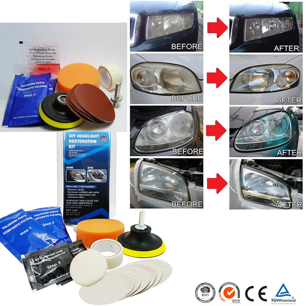 foto del prodotto trade shop kit riparazione rinnova fari fanali elimina ingiallimento auto moto 