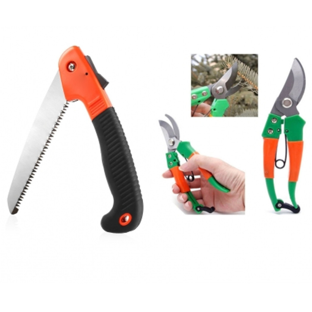 foto del prodotto trade shop kit sega a mano pieghevole cesoie forbici giardinaggio per potatura manganese 