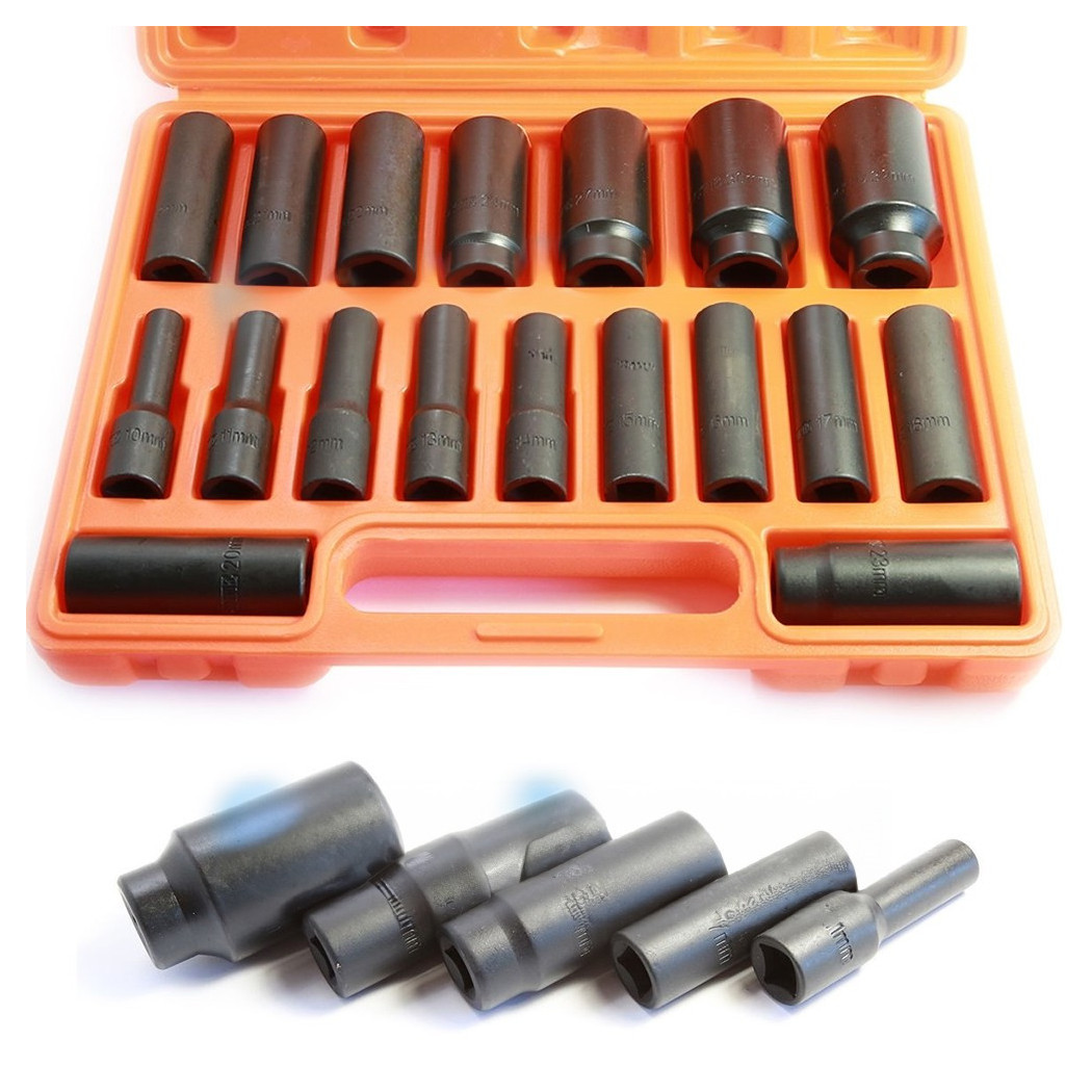foto del prodotto trade shop kit set 18 bussole 1 2 esagonali per avvitatore pistola pneumatica da 10 a 32mm 