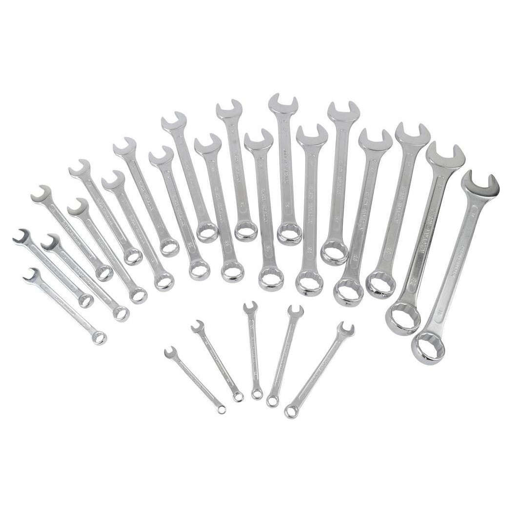 foto del prodotto trade shop kit set 25 chiavi forchetta a stella combinate in acciaio fisse poligono inglesi 