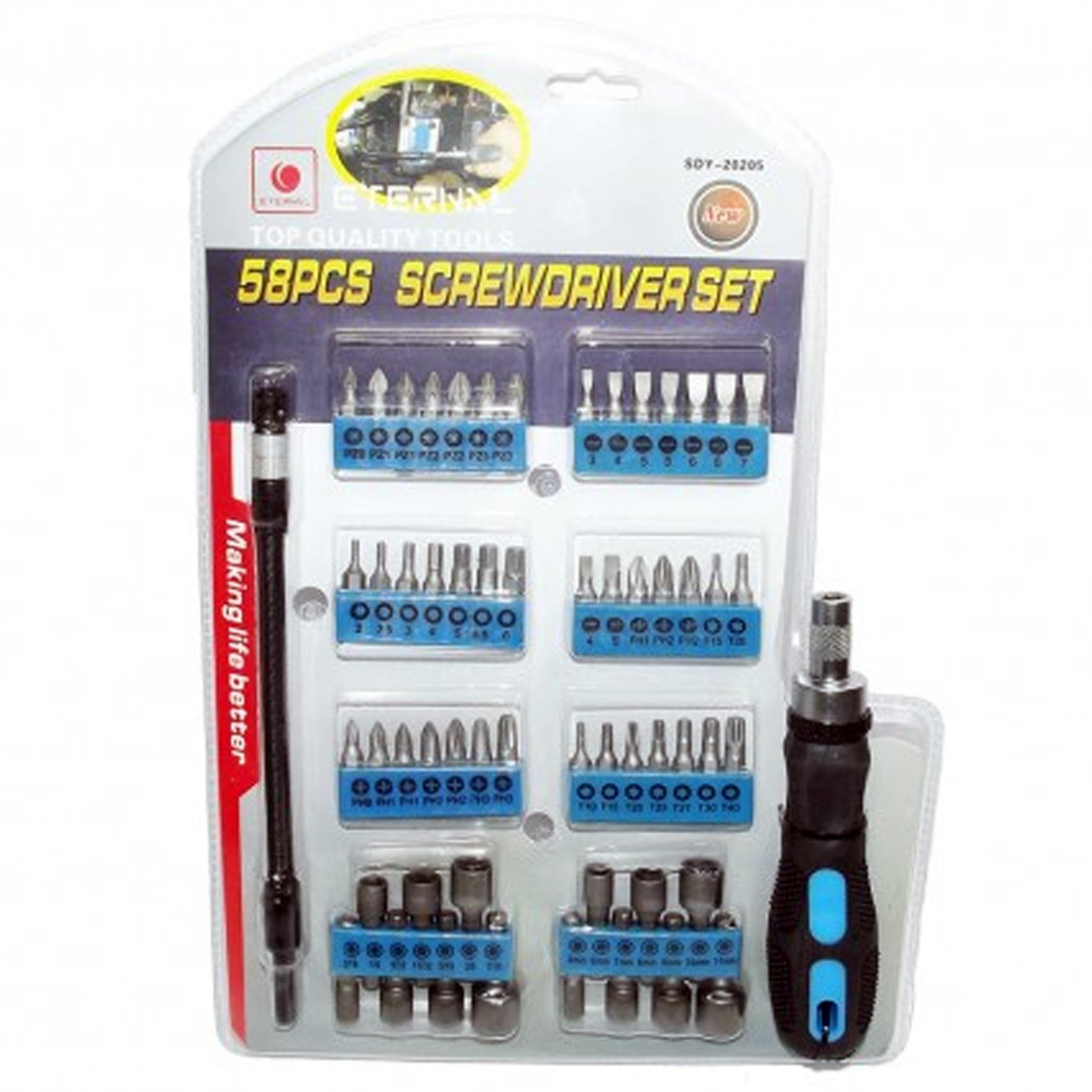 foto del prodotto trade shop kit set 58 pezzi torx cacciaviti punte inserti bussola ph pz intercambiabili 