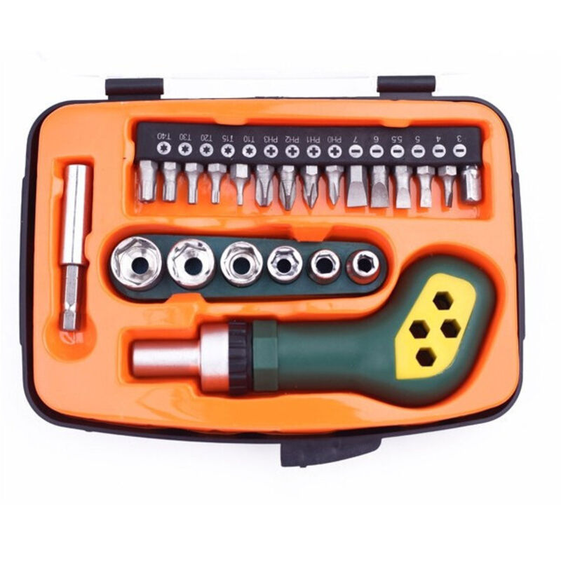 foto del prodotto trade shop kit set cacciaviti multifunzione 23 pezzi assortiti cacciavite bussole 