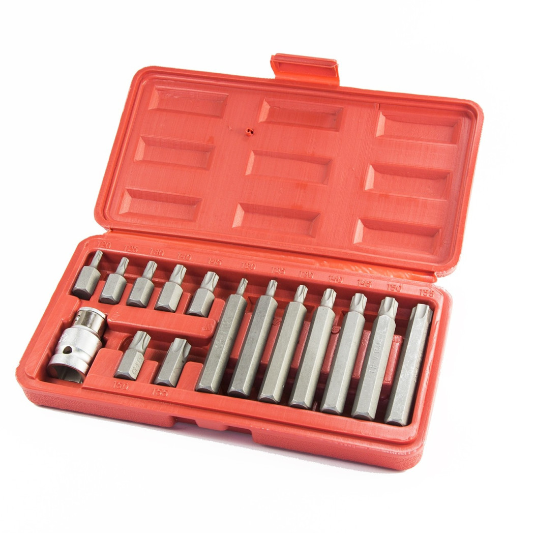 foto del prodotto trade shop kit set inserti chiavi bussole torx 15 pz hex 1 2 quot h10 professionale 15 pz torx 