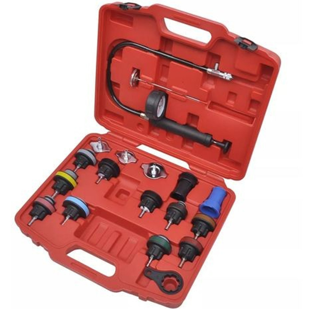 foto del prodotto trade shop kit tester di pressione prova radiatore test professionale universale 18 pezzi 