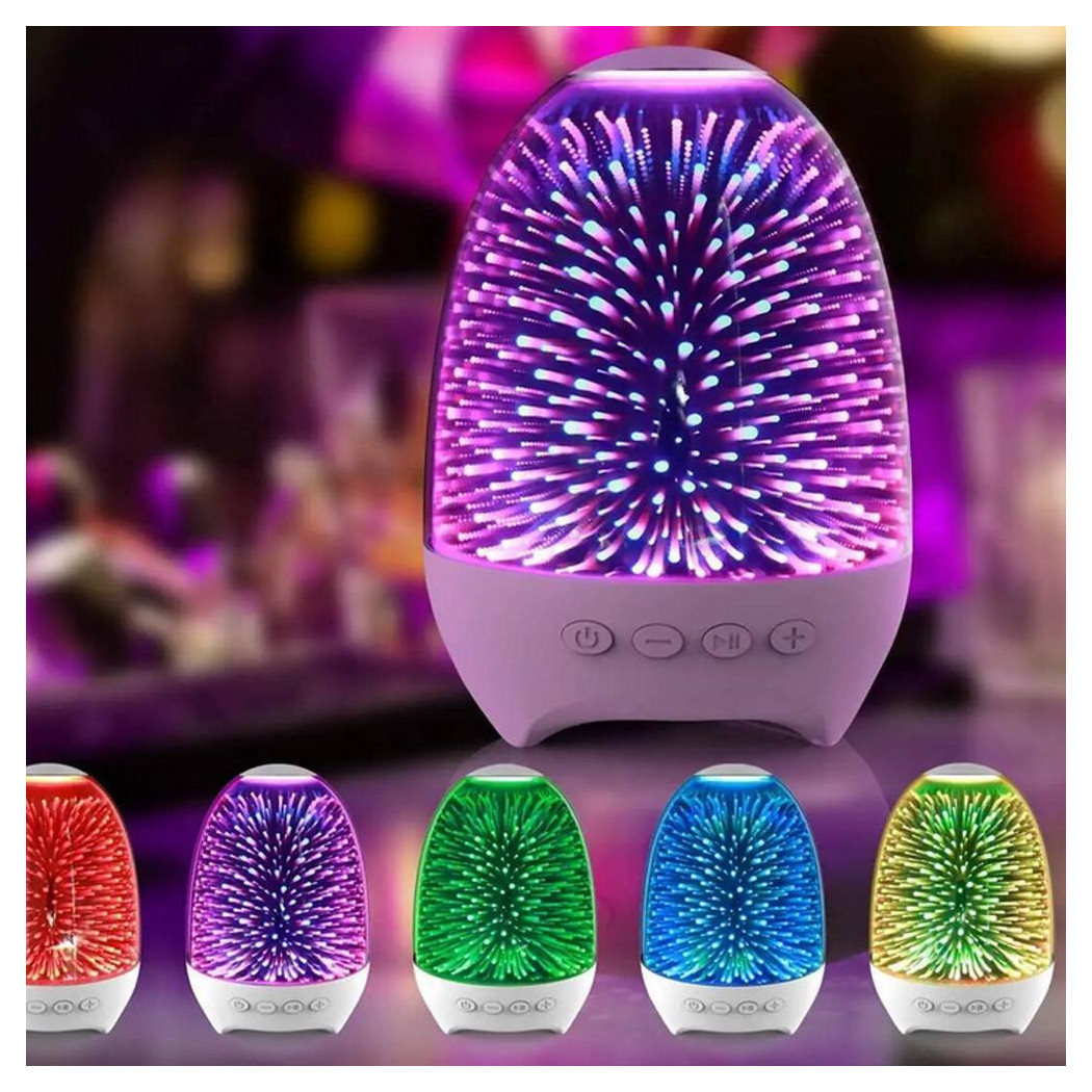 foto del prodotto trade shop lampada a led luce notte 3d cassa bluetooth integrata effetto fuochi artificio 