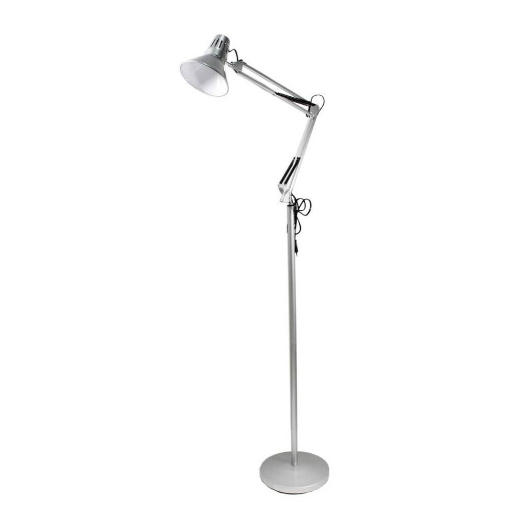 foto del prodotto trade shop lampada a piantana da terra braccio orientabile luce lettura in metallo e27 d15 argento