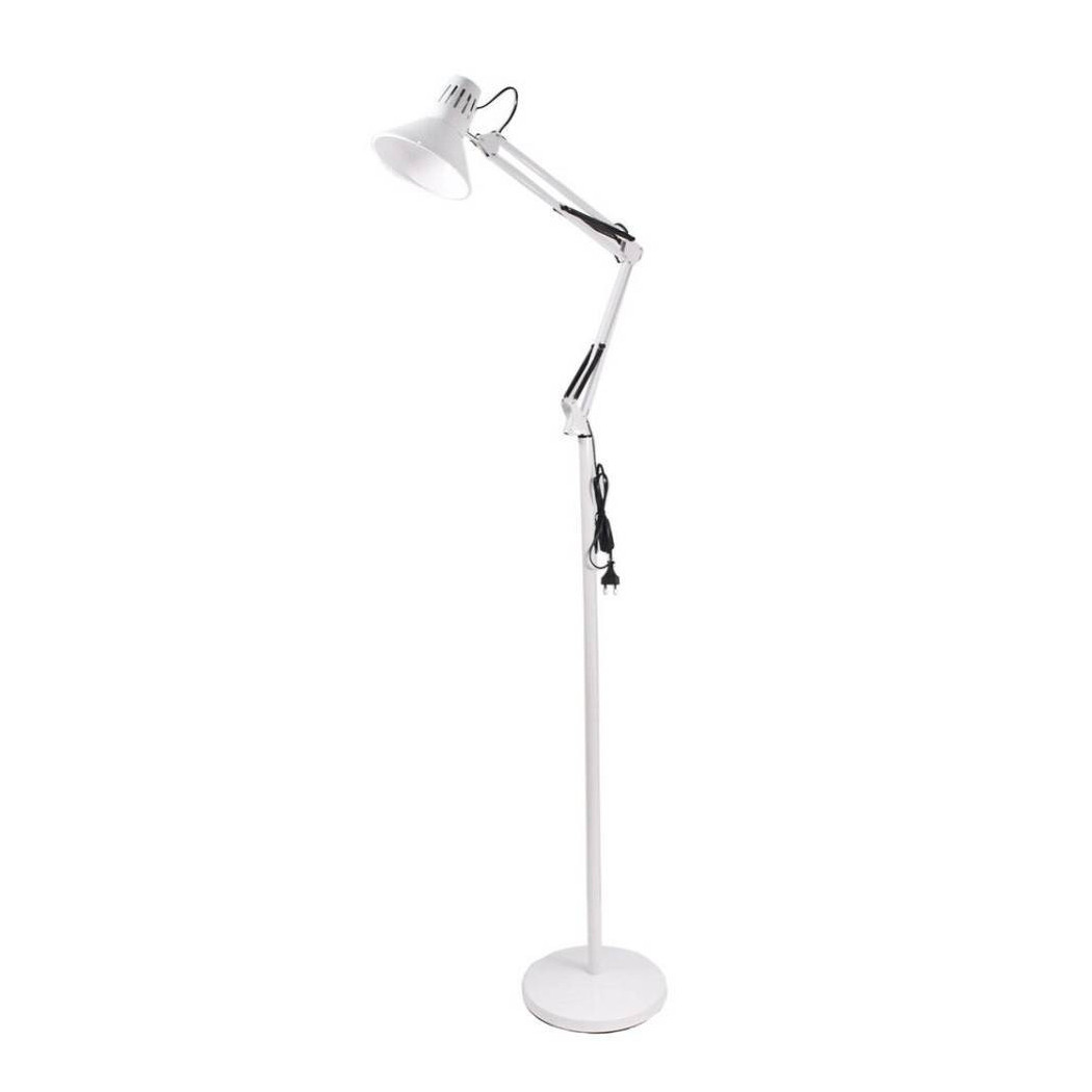 foto del prodotto trade shop lampada a piantana da terra braccio orientabile luce lettura in metallo e27 d15 bianco