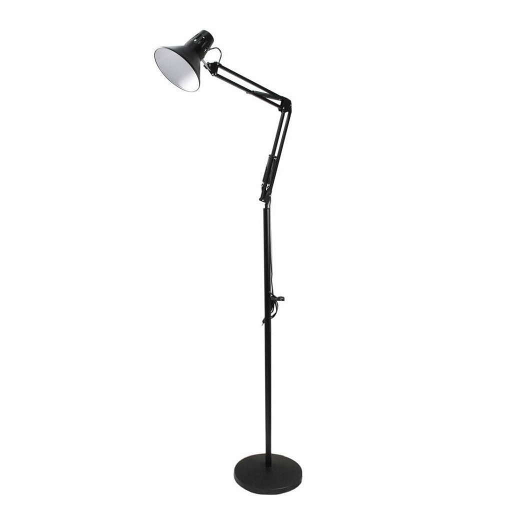 foto del prodotto trade shop lampada a piantana da terra braccio orientabile luce lettura in metallo e27 d15 nero