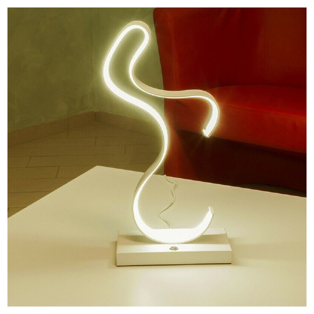 foto del prodotto trade shop lampada da comodino curva lume 12w lumino moderno luce fredda calda naturale d03 bianco naturale 