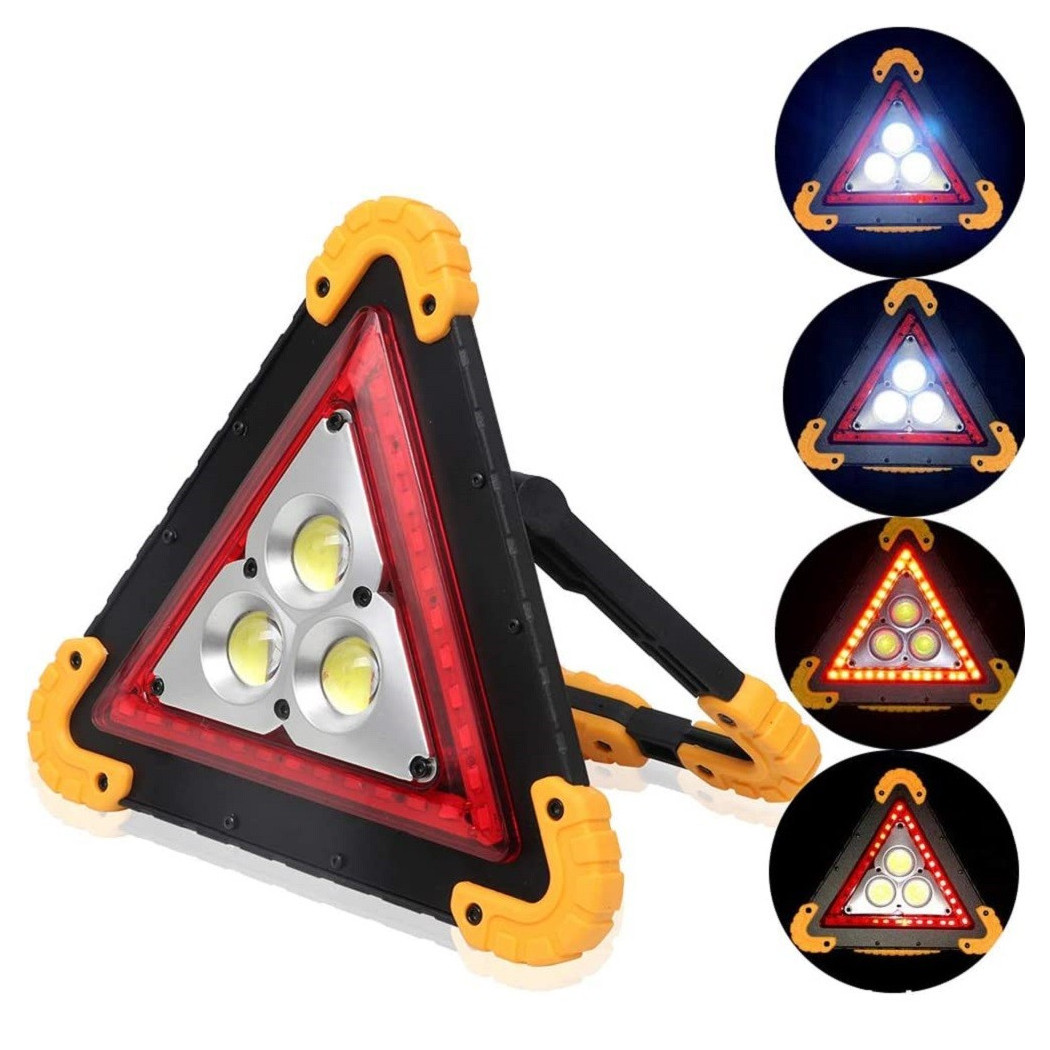 foto del prodotto trade shop lampada da lavoro portatile led torcia emergenza triangolo cob ricaricabile 30w 